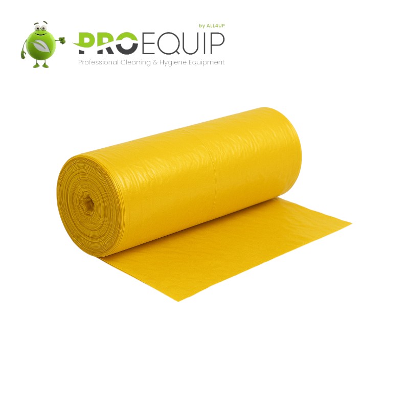 BD afvalzak 150L - 90x120cm - 38µ - Geel Transparant - Vlarema - Doos van 5x20 zakken (Prijs/rol)